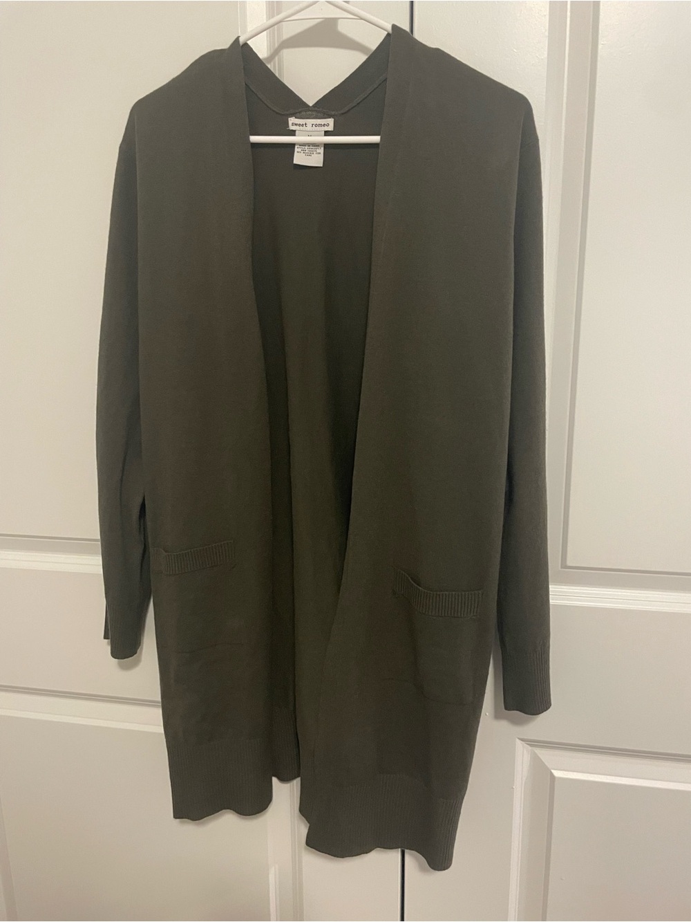 Sweet Romeo Olive Open-Front Women’s Cardigan